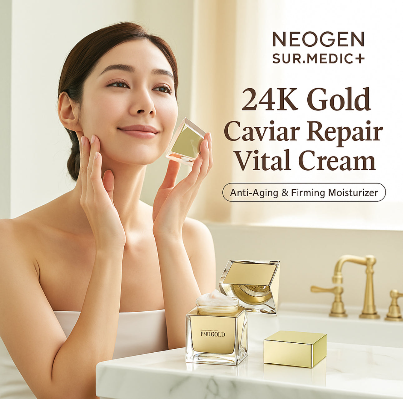 NEOGEN SURMEDIC 24K Gold Caviar Repair Vital Cream – Anti-Aging & Firming Korean Face Moisturizer – 55g